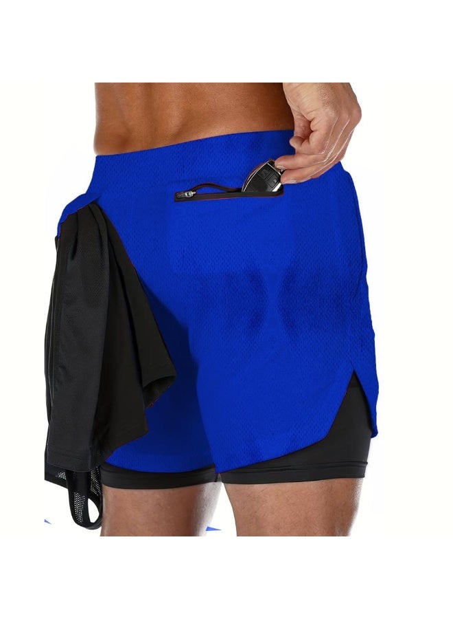 Gym Shorts for Men, Men's Activewear Running Shorts,Drawstring Gym Shorts Men, 2 Layer Loose Athletic Shorts with 4 Pockets - Image 4